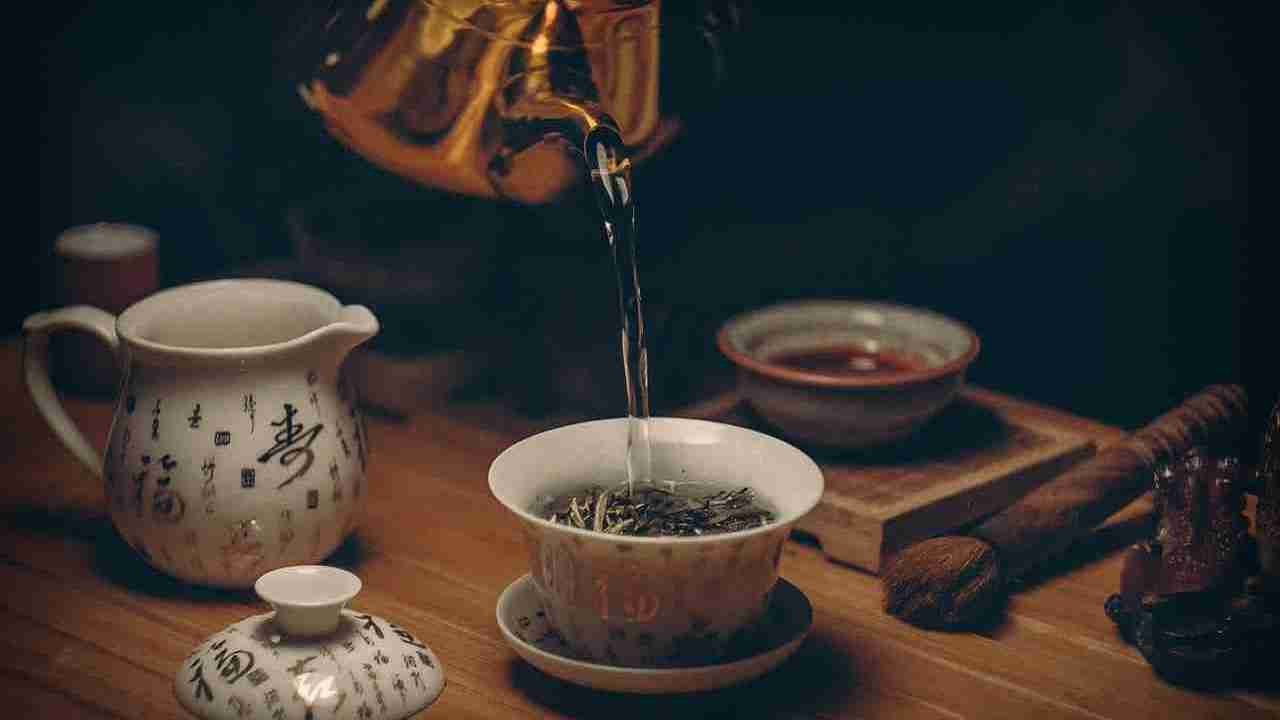 green tea, cup, pot