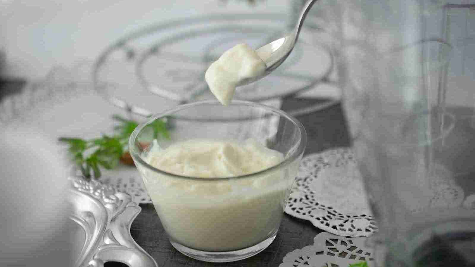 Yogurt in a glass bowl