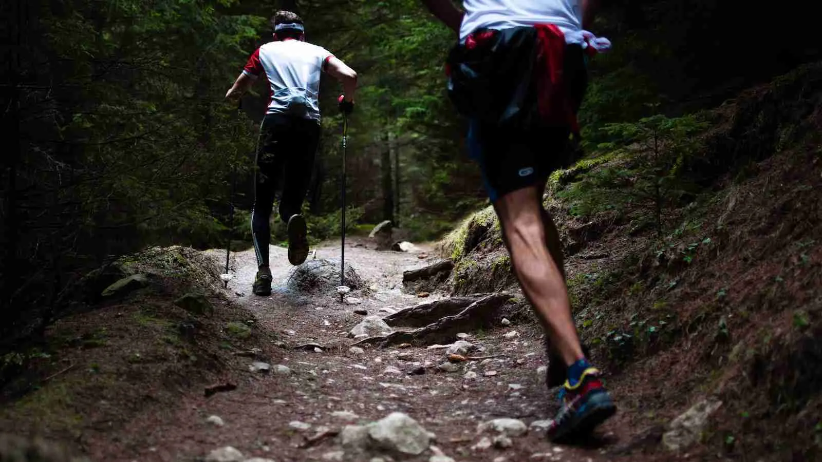 two people running on a trek