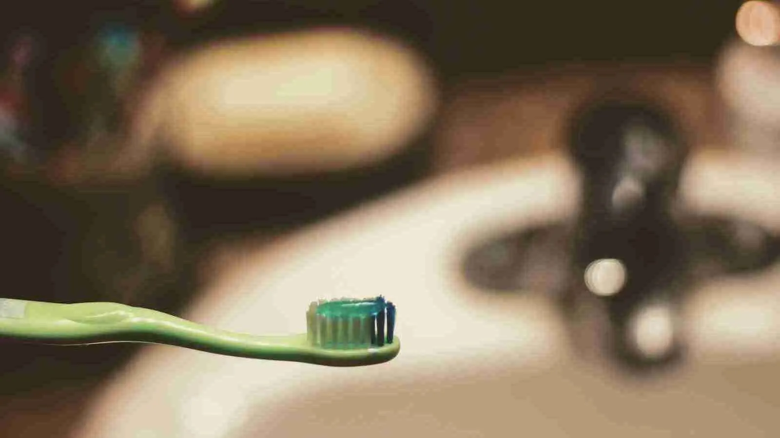 Toothpaste on a tooth brush