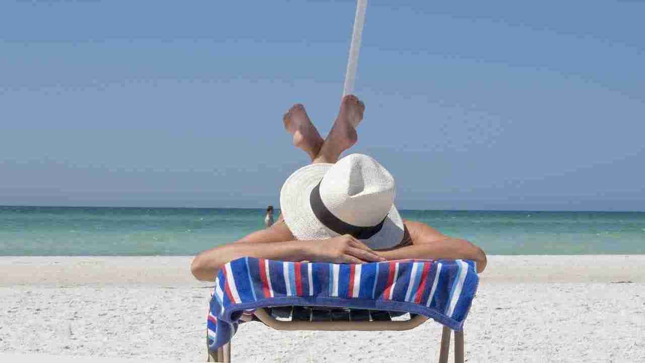 bathing in the sun on a beach