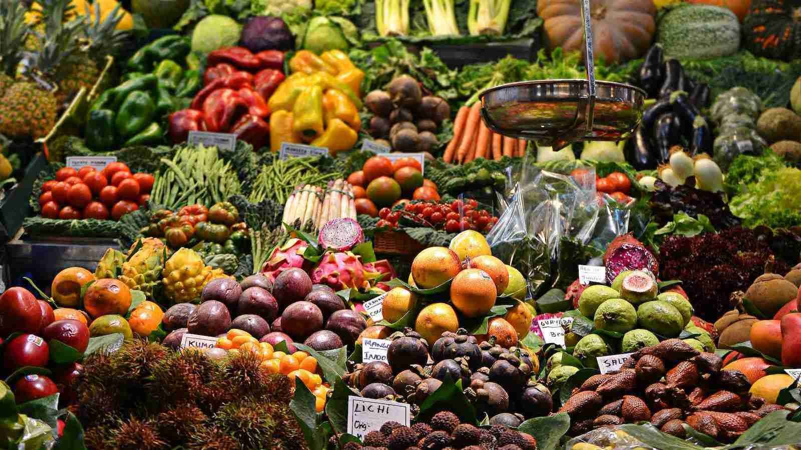 assorted fruits at the vegetable market