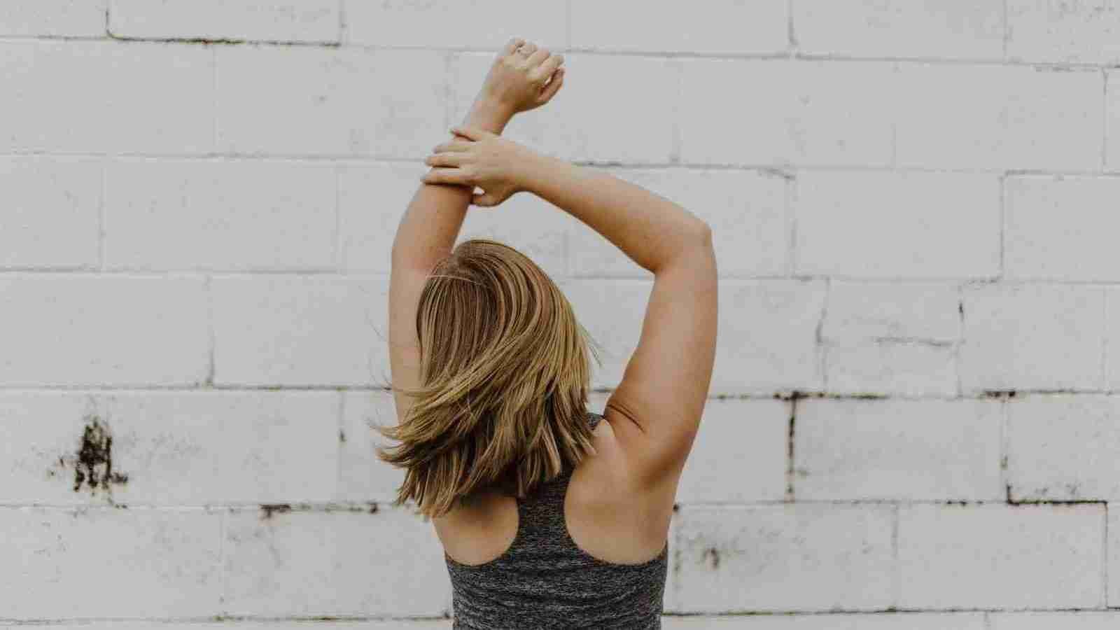 A woman doing stretching