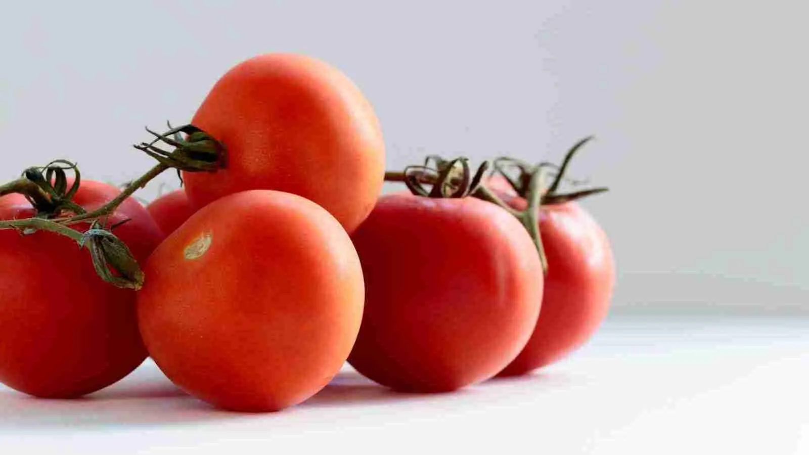 red tomato on white surface