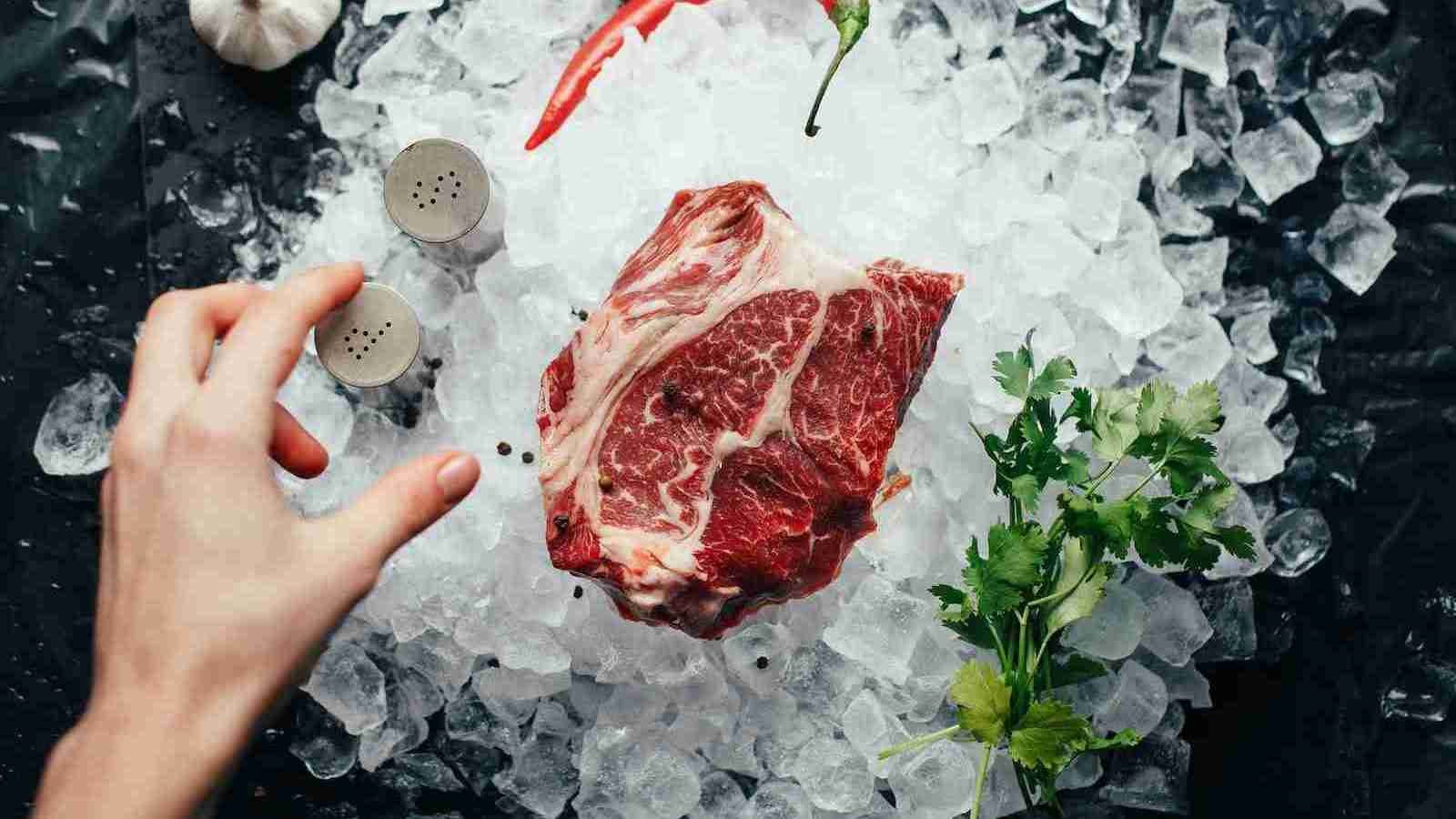 meat on top of ice